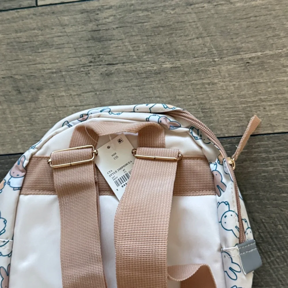 Miffy Bunny Mini Backpack All Over Print Cream Tan Small Rucksack New NWT